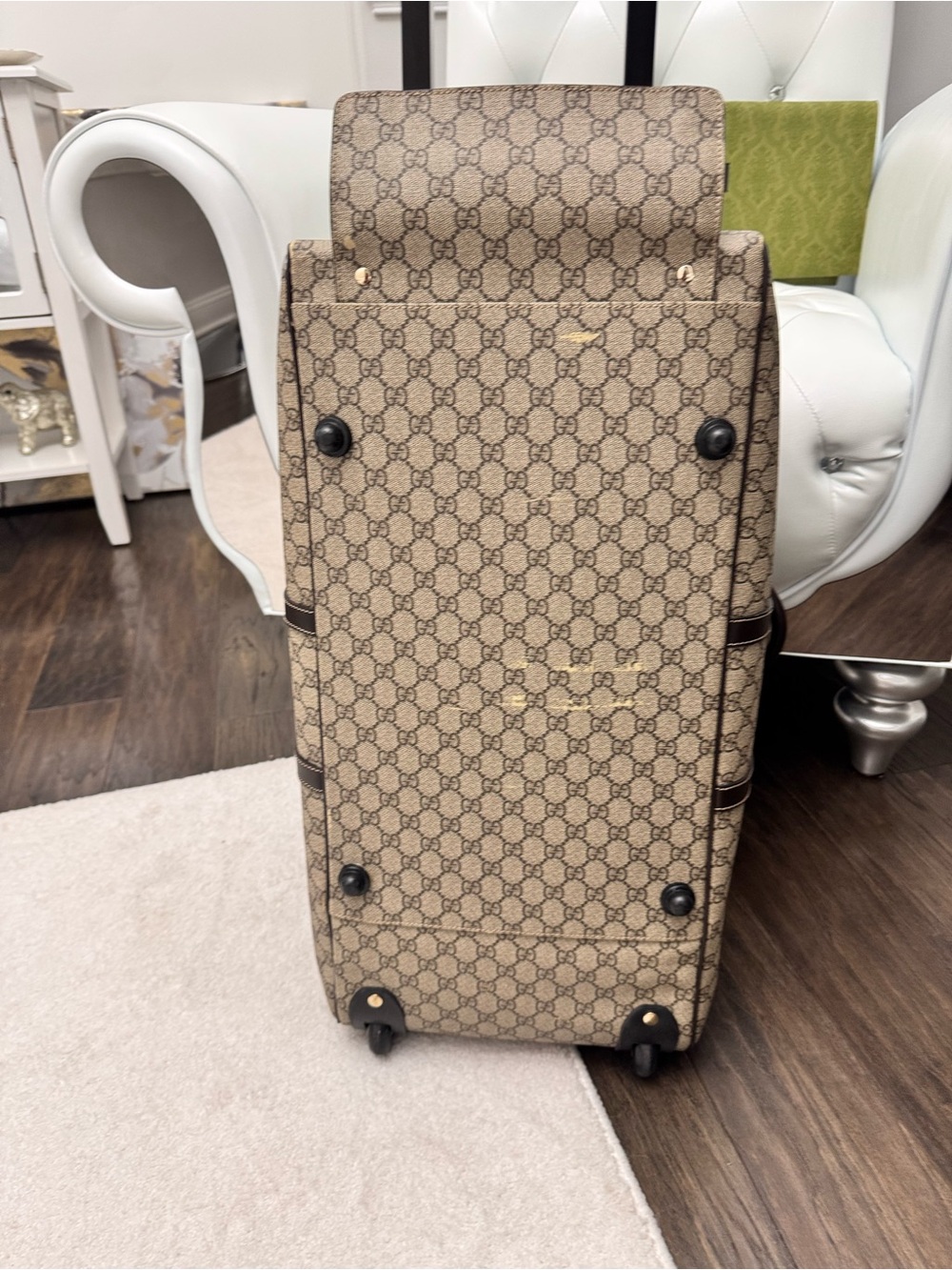 Gucci Beige/Brown Monogram Rolling Travel Duffel - Picture 4 of 16